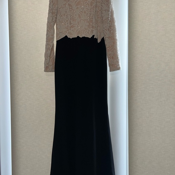 Tadashi Shoji Black and Cream Floral Lace Gown - Picture 1 of 5